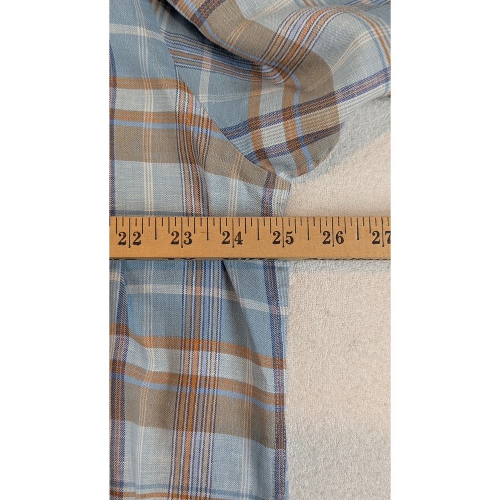 Jos. A. Bank Traveler's Collection Mens Large 100% Linen Plaid Shirt Blue Brown - Picture 7 of 9